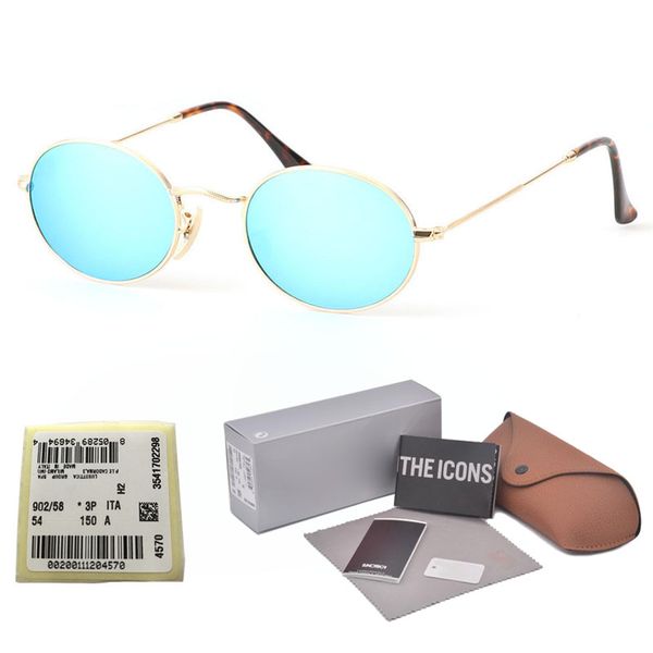 

1pcs wholesale Brand designer sunglasses men women High quality Metal Frame gradient Glass lens Oval glasses eyewear with Retail box