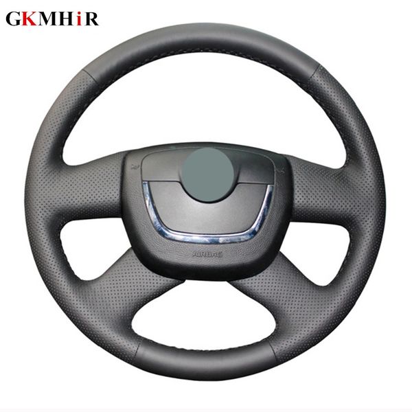 

hand-stitched black artificial leather car steering wheel cover for octavia superb 2012 fabia octavia a5 2012