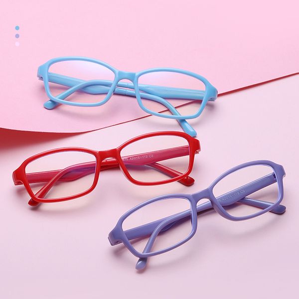 

2020 children's optical glasses flexible single piece flat mirror anti-blue light silicone goggles, White;black