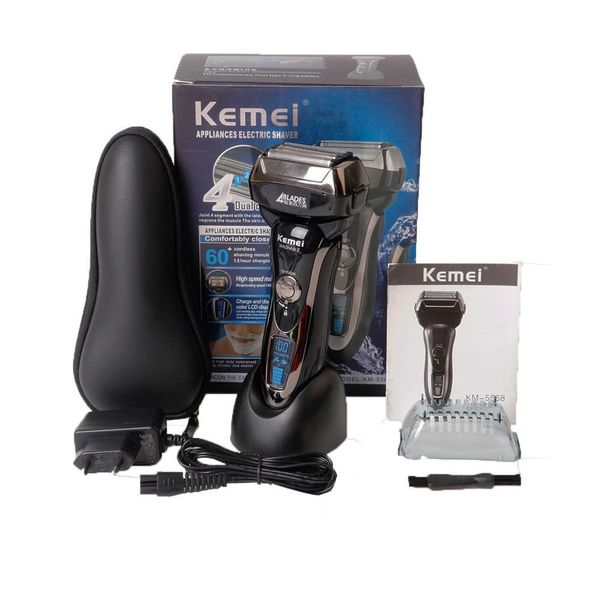 

kemei quick charge shaver electric shaver razor reciprocating 4 blade head shaving men washable rechargeable men's razor trimmer