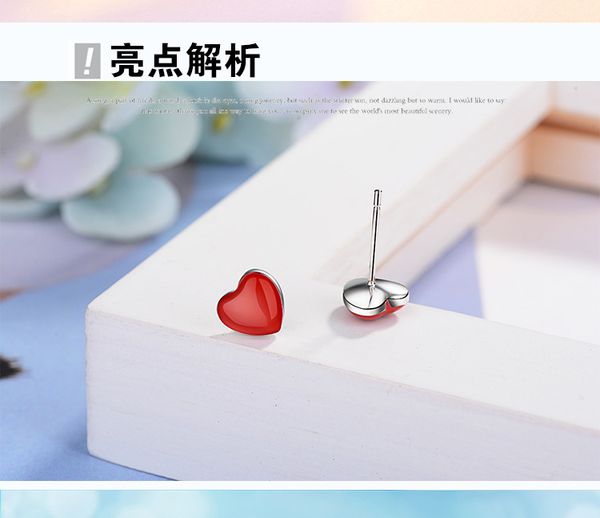 

Heart Ornament Earrings Japanese and Korean fashion love red heartshaped drop rubber ear accessories manufacturers wholesale