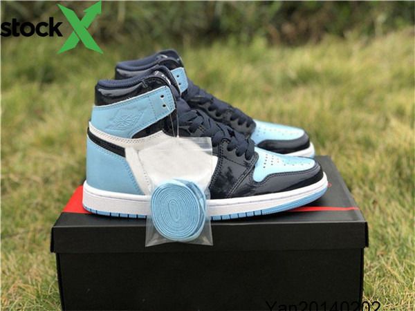 

2019 wholesale 1 high og unc patent asg wmns 1s obsidian blue chill-white basketball shoes sneakers