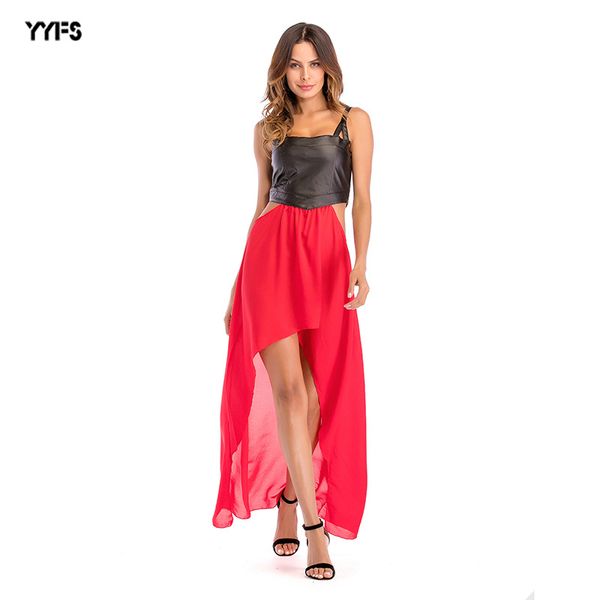 

european and american large size chiffon fake two-piece stitching dress 2020 summer solid color sweet cute tube dress women, White;black