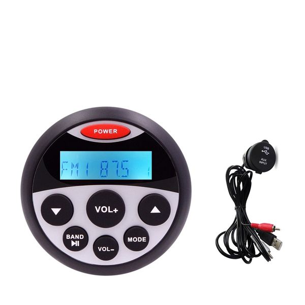 

waterproof marine radio stereo bluetooth media receiver fm am car mp3 player+usb audio cable for motorcycle yacht boat utv atv