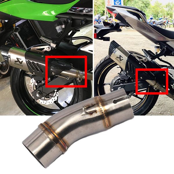

slip on for 2017 2018 2019 z250 z300 z400 ninja 250 300 400 exhaust pipe motorcycle middle link link tube modified