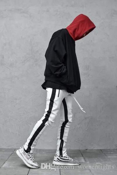 

pants fashion skinny drawstring mens pencil pants casual mens running pants males clothing panelled mens designer, Black