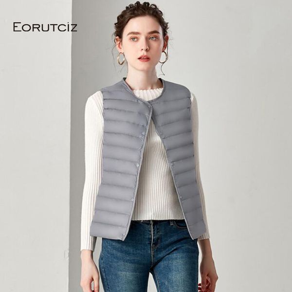 

eorutciz spring plus size 3xl duck down vest women ultra light coat short jacket vintage winter slim casual waistcoat lm360, Black