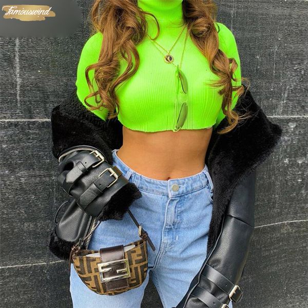 

long sleeve shirts high neck crop autumn t winter women fashion christmas solid ruched drop shipping, White