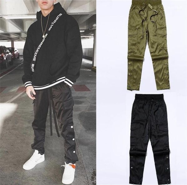 

function outer zip button casual clothing fashion street style mens apparel mens pants spring tooling trousers hot, Black