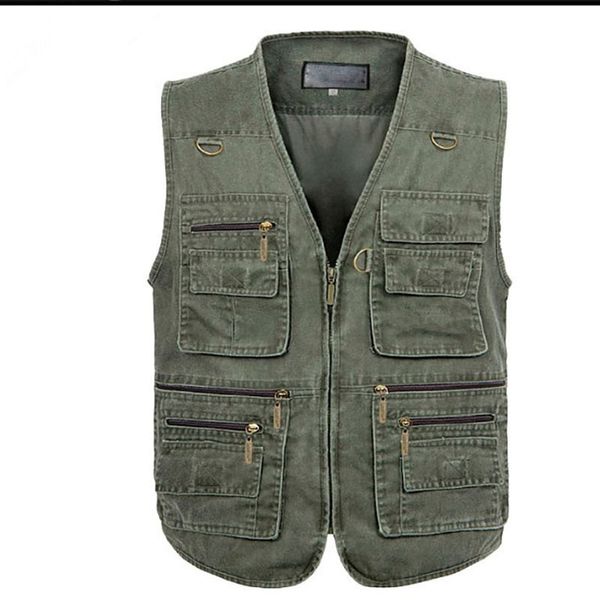 

spring autumn men big large size multi pockets pgraphy cameraman director tactical vests outdoor fishing hunting waistcoat, Gray;blue
