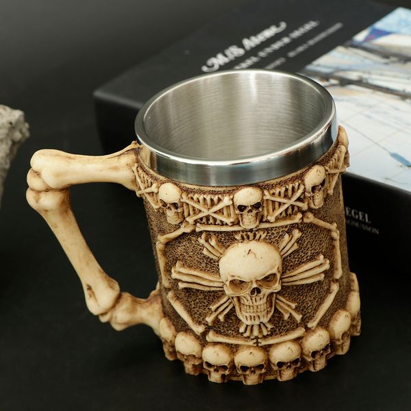 

450ml gothic skull bones 3d mug drinks coffee beer tea juice water cup gift