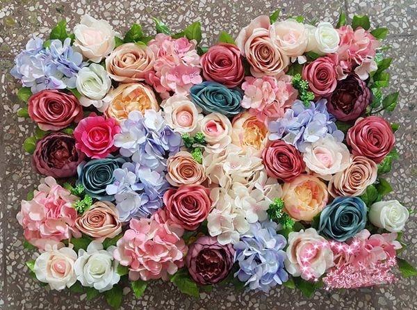 

european style 60x40cm romantic artificial fabric rose peony flower wall for wedding party stage and backdrop decorations supplies