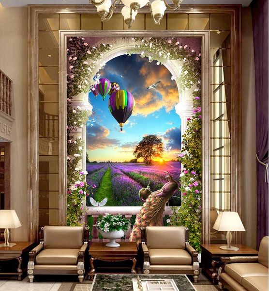 

wdbh 3d wallpaper custom p european roman column lavender peacock porch background home decor 3d wall muals wall paper for walls 3 d