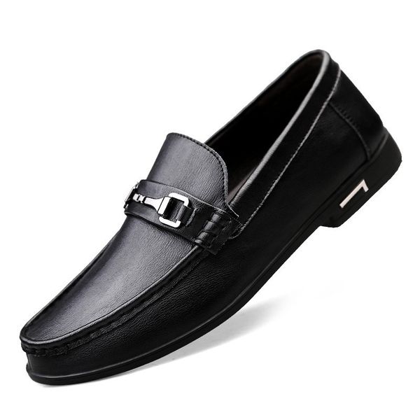 

fashion men driving shoes lightweight loafers men leather shoes casual flats moccasins slip on boat shoes big size, Black