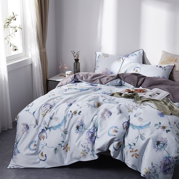 

tutubird-european satin bedding set 100% egyptian cotton pastoral princess bed sheet linen duvet cover  king size 4pcs