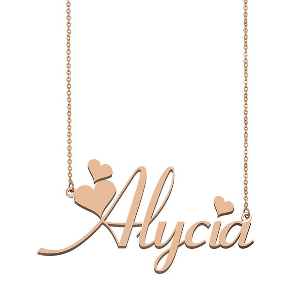 

alycia name necklace pendant for women girlfriend gifts custom nameplate children friends jewelry 18k gold plated stainless steel, Silver