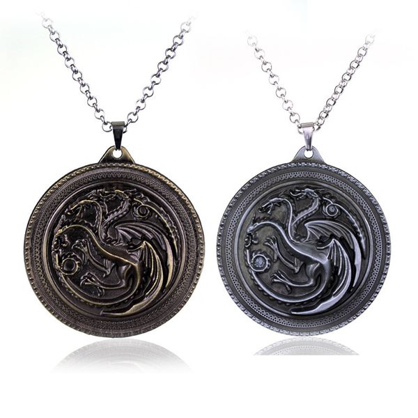 

fashion jewelry game of thrones necklace targaryen dragon badge pendant a song of ice and fire necklace for men, Silver