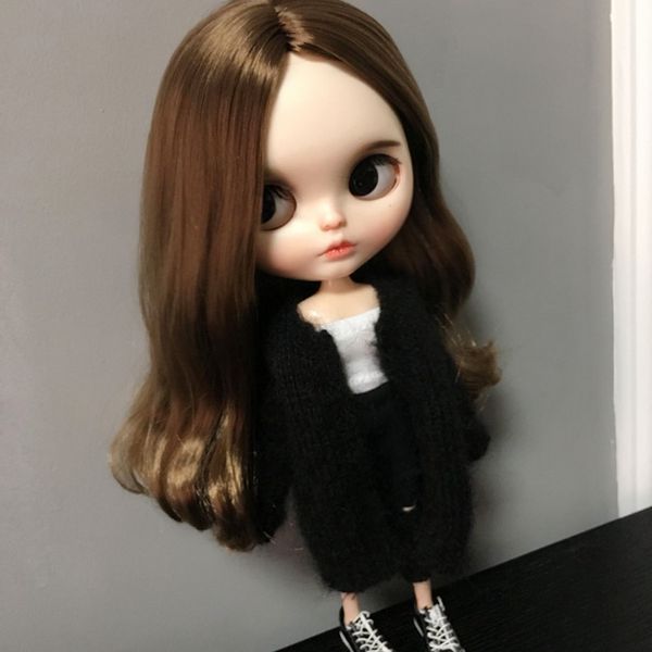 

прекрасный мини-кукольный свитер для 30 см девушки куклы повседневные наряды подходят для blythe bjd куклы accs (черный