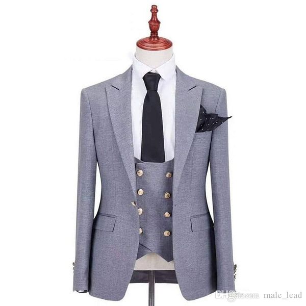 

handsome groomsmen wool blend groom tuxedos mens wedding dress man jacket blazer prom dinner 3 piece suit(jacket+pants+tie+vest) aa117, Black;gray