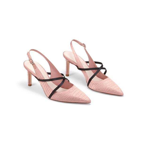 

same design 2020 new fashion women sandlas stiletto pointed cross-tied back strap lady shoes, Black