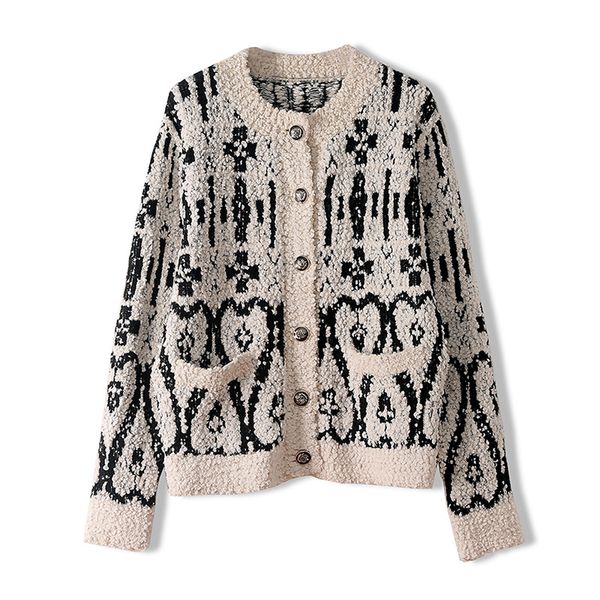 

knitted cardigan outerwear women sweaters jacket loose casual coats long sleeve pocket single breasted retro outerwear ta1188, White