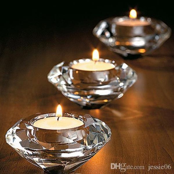 Bomboniere per candele di nozze Cristallo a forma di diamante a forma di cuore Portacandele Tealight Addio al nubilato Bomboniere regalo decorazioni per la tavola del banchetto nuovo