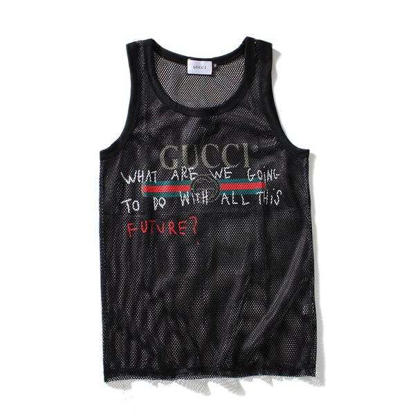 

mens designer mesh tank sport bodybuilding brand gym clothes luxury women vests tee mens hiphop underwear asian size -xxl.b15, White