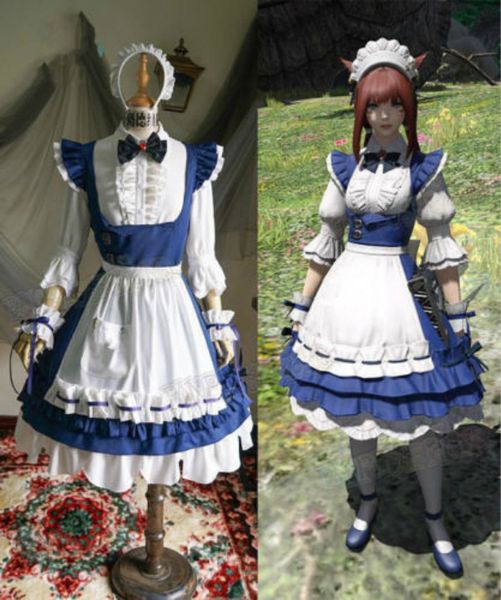 

final fantasy xiv cosplay ff14 csilla beleth maid costume maid uniform dress, Black;red