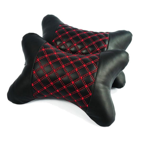 

pu leather pillow car headrest cushion black+red line accessory high quality