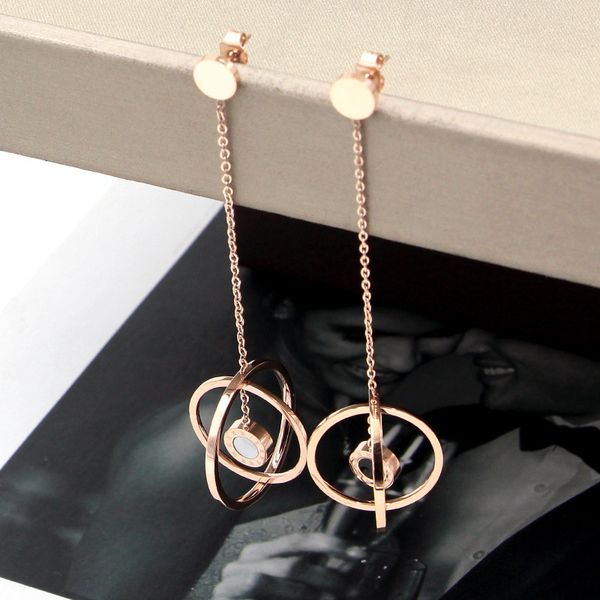 

fashion love roman numerals round shell hollow ball drop earrings rose gold color stainless steel women party gift, Silver