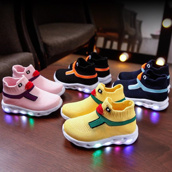 

lovely cute beautiful boys girls shoes slip on glowing kids sneakers fashion leisure children casual shoes footwear, Black;red