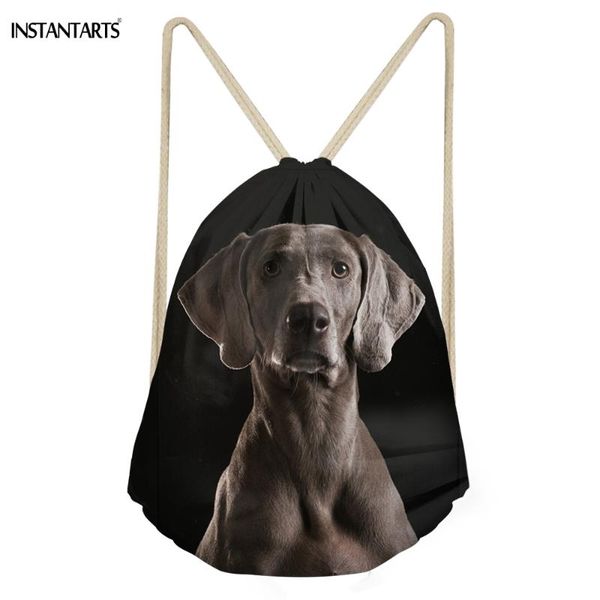 

instantarts casual women drawstrings bags cute 3d dog weimaraner print for teen girls travel backpacks bundle storage beach bags