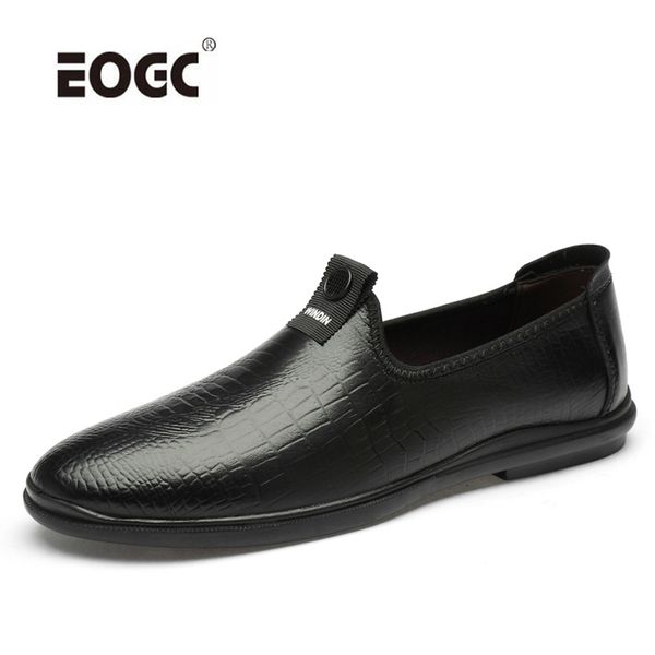 

plus size natural leather men shoes casual men loafers moccasins breathable driving shoes slip on flats, Black