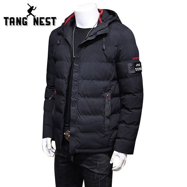 

tangnest men coat 2018 selling warm breathable winter cotton-padded parka coat comfortable plus 4 colors size 4xl mwm1880, Black