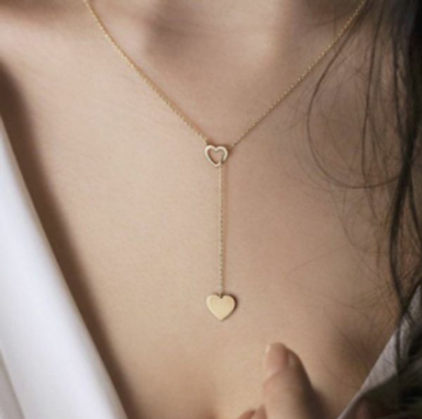 

maxi fashion new personality peach heart love pendant women's y-shaped necklace, Silver