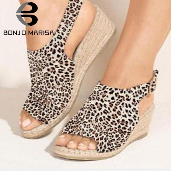 

bonjomarisa retro female leopard print sandals flip flop platform wedges sandals women 2020 back satrp shoes woman, Black