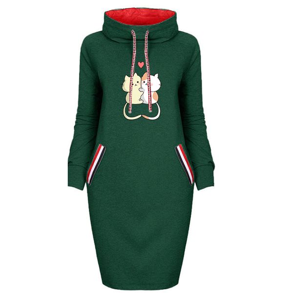 

womens brand spring dress ladys cartoon cat print dresses girls solid color casual dress 2020 new fashion sweet trend explosion, Black;gray