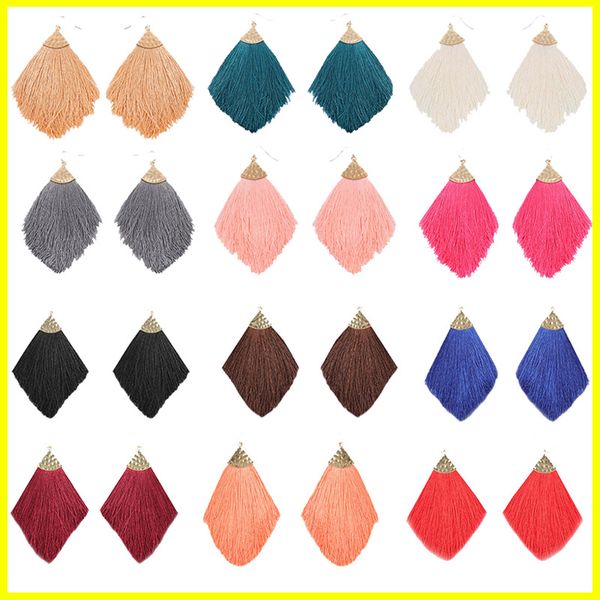 

12 color new bohemian statement tassel earrings for women vintage ethnic drop dangle fringe fashion jewelry earrings female jewelry gifts