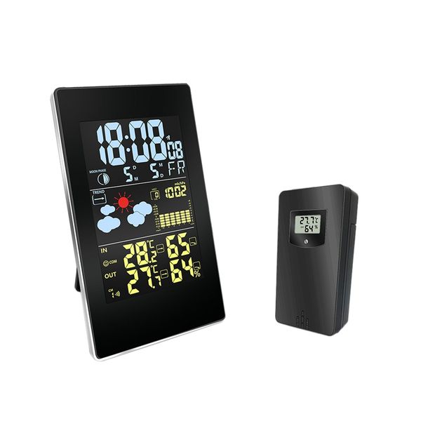 

wireless rcc weather station temperature humidity sensor colorful lcd display forecast clock color weather station eu plug