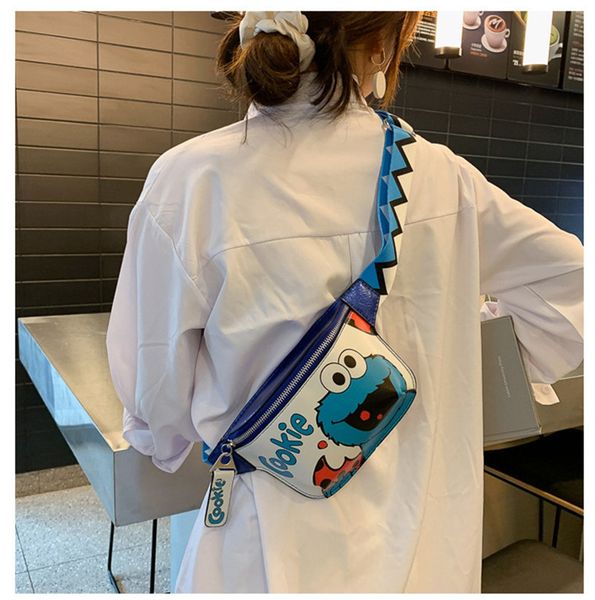 

luxury waist bag cute cartoon bag luggage fashionable personality wide shoulder belt slant chest bag men women crossbody