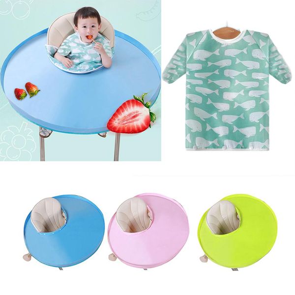 

Baby Independent Eating Helper Children Eat Anti-dirty Pad Baby Waterproof Cover Gown Tray Dining Chair Cushion+Bib Apron