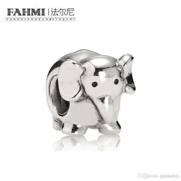 

fahmi 100% 925 sterling silver 790480 elephant charm beaded original jewelry women's wedding holiday charming gift, Black