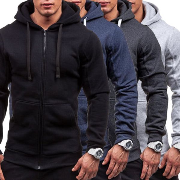 

new casual long sleeve hoodies men winter slim warm hooded sweatshirt coat winter pocket outwear plus m-3xl, Black