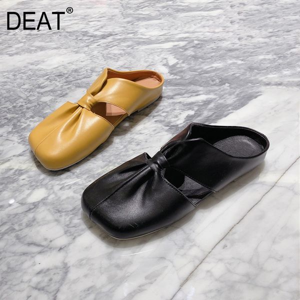 

deat] 2020 new spring summer square pumps toe clouds shallow pleated bowknot outdoor slippers women shoes fashion tide 10h363, Black
