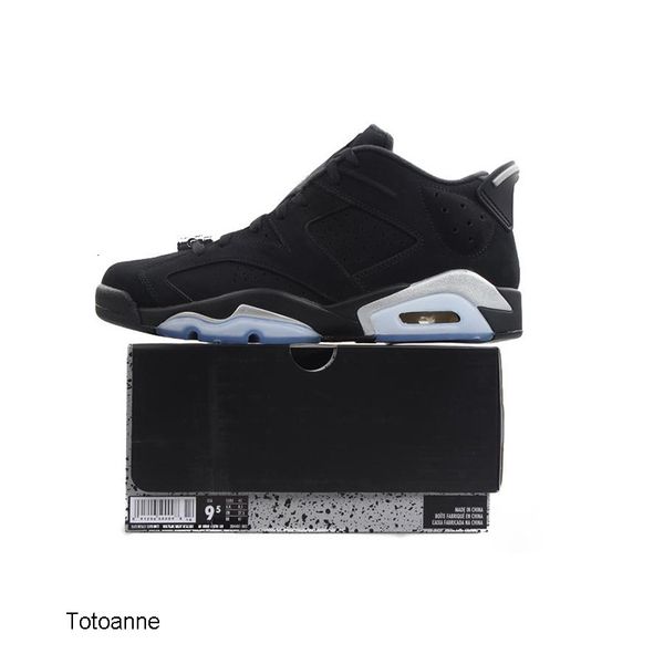 

chrome 6 low mens basketball shoes 6s black metallic silver white 304401 003 athletics sports sneakers size 7-13 with box