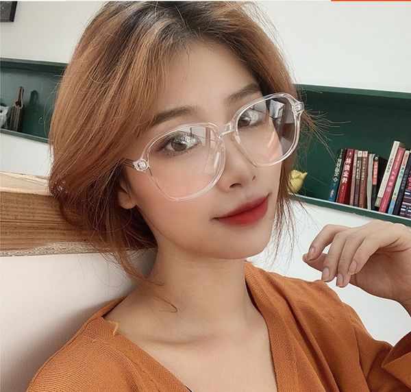 

frame glasses glasses oval plain men's and women's all-match frame mirror metal hinge tide mirror, Silver