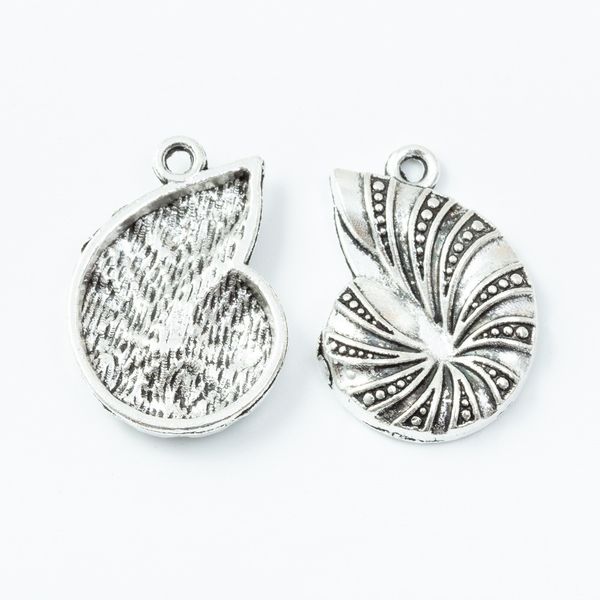 

50pcs 17*23mm antique vintage silver nautical item conch charms metal alloy pendants for bracelet necklace earring diy jewelry, Bronze;silver