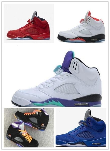 

v new 5s classic 5 flight suit red blue suede cement camo grape basketball sports shoes sneakers for men women size 41-47