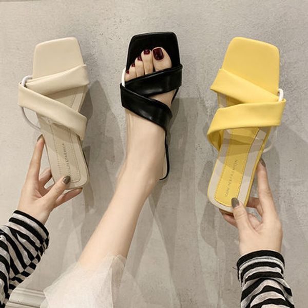 

slippers women wear 2020 new summer wild word drag flat drag ins tide, Black