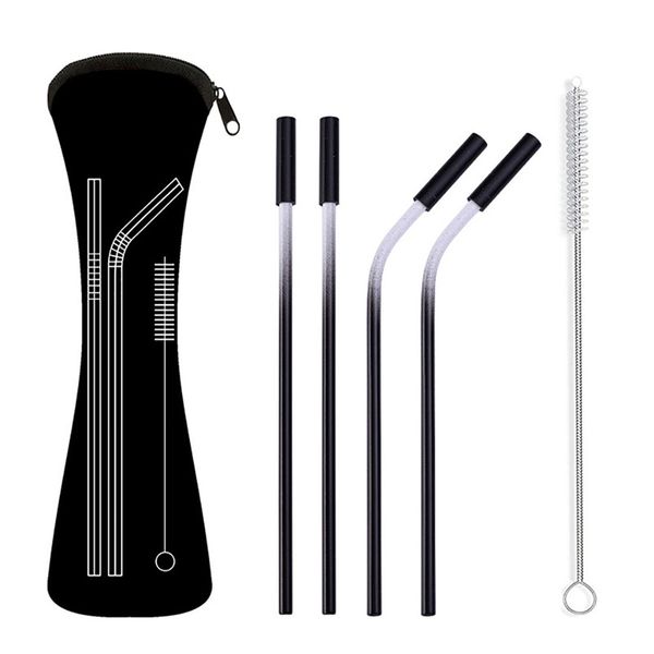 

complete metal straw set 6 colors optional reusable stainless steel drinking straw party supplies canudo inox 50july05